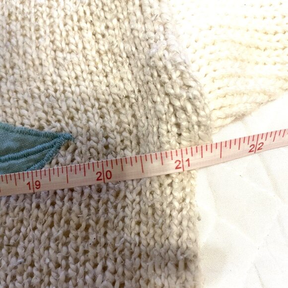 CORET White & Cream Short sleeve Sweater with Appique' Pattern, Sz XL (NOWT) - Picture 4 of 6